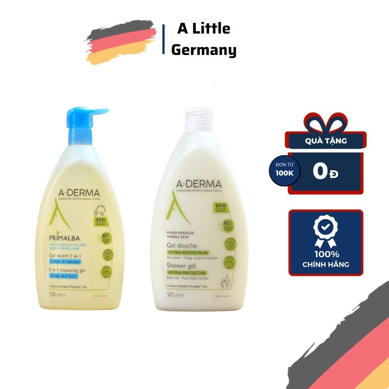 Sữa tắm Aderma cho lưng mụn và lỗ chân lông, Sữa tắm trẻ em dịu nhẹ Aderma - 500ml (hàng Đức)