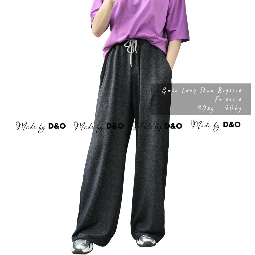 [BigSize 60~100kg] Quần Ống Rộng Lưng Thun Da Cá - Xám Tây / Co Giãn Thoải Mái
