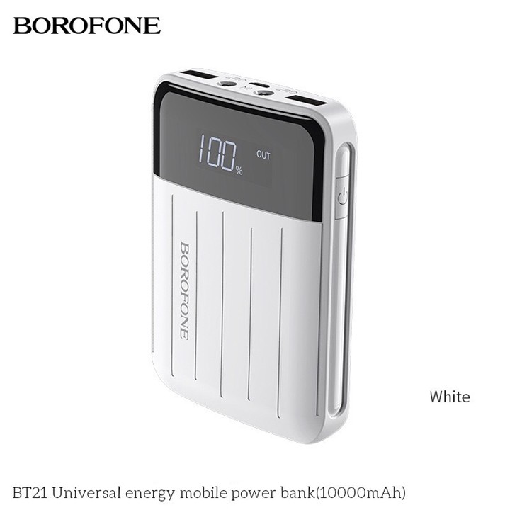 Pin Dự Phòng Borofone BT21 Màn Hình LCD 2 USB Có Đèn Pin Dung Lượng 10000mAh