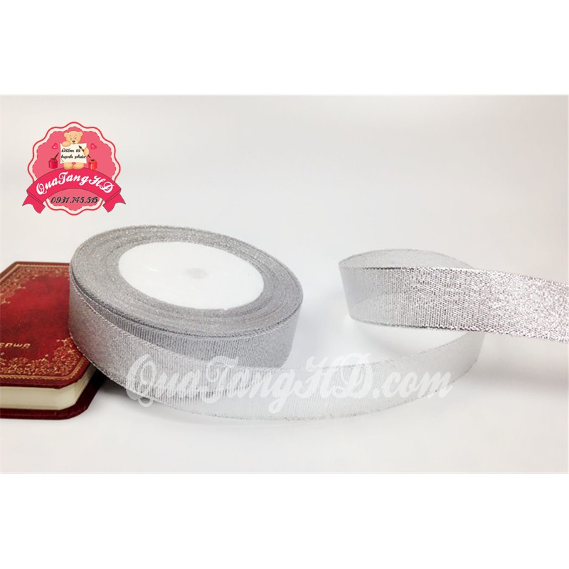 Ruy Băng Kim Tuyến Vàng Bạc, Nơ Nhũ Dài 22m, Loại 1cm, 2cm, 2.5cm, 4cm Trang Trí, Gói Hoa Giá Sỉ