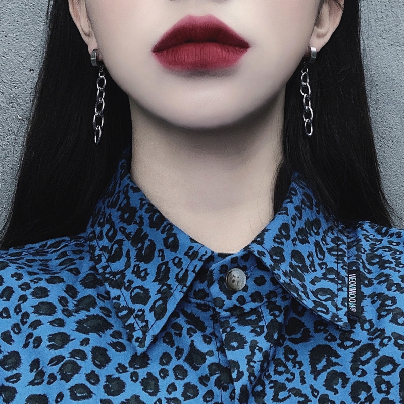 Bông Tai Dây Xích Bằng Thép Titan Phong Cách Punk 22079