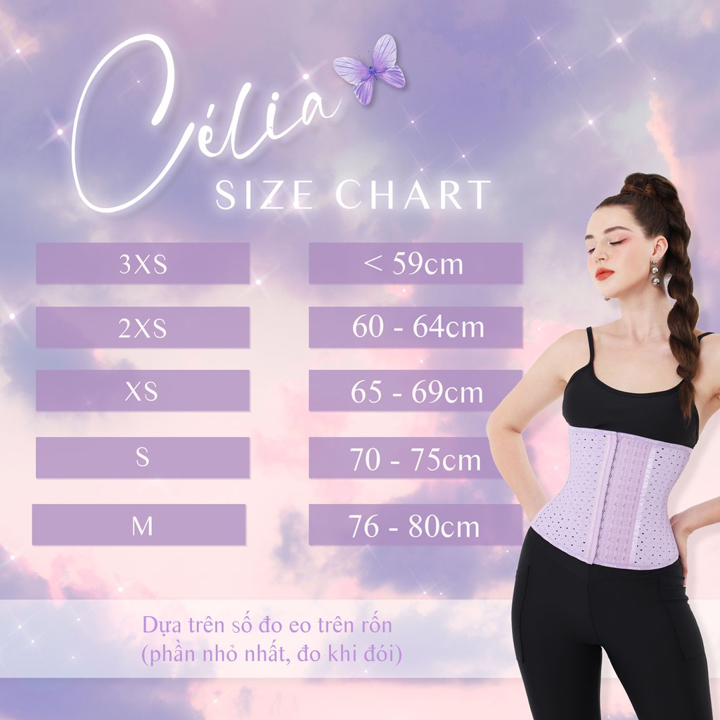 Đai Định Hình Eo Célia - Latex Lưới Màu Tím 27 Xương, Thông Hơi - Chính Hãng Latex By W.STORE - Corset Latex Chuẩn Đẹp