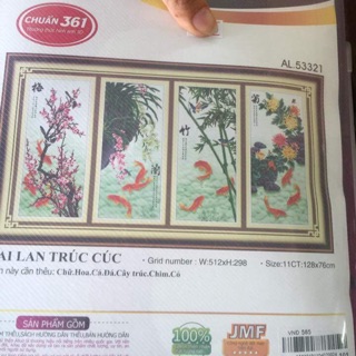 Freeship 99k TQ_Tranh thêu tứ quý