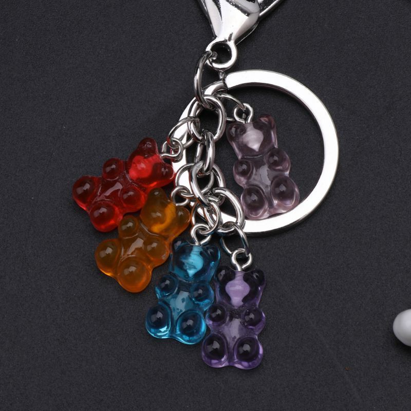 YOI*Gummy Bear Keychain Candy Bear Resin Pendant Charms Colorful Handbag Keyring