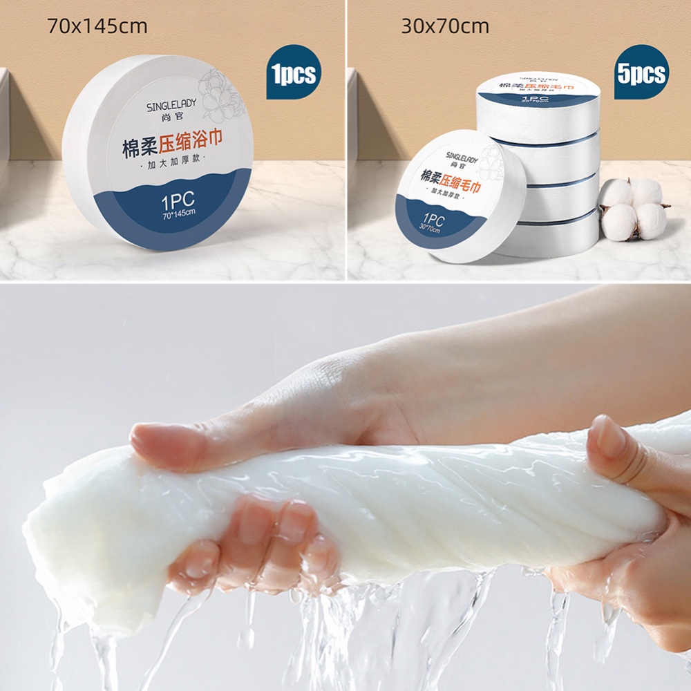 Set 5 Khăn Tắm Dạng Nén 30cm x 70cm Tiện Dụng Khi Đi Du Lịch