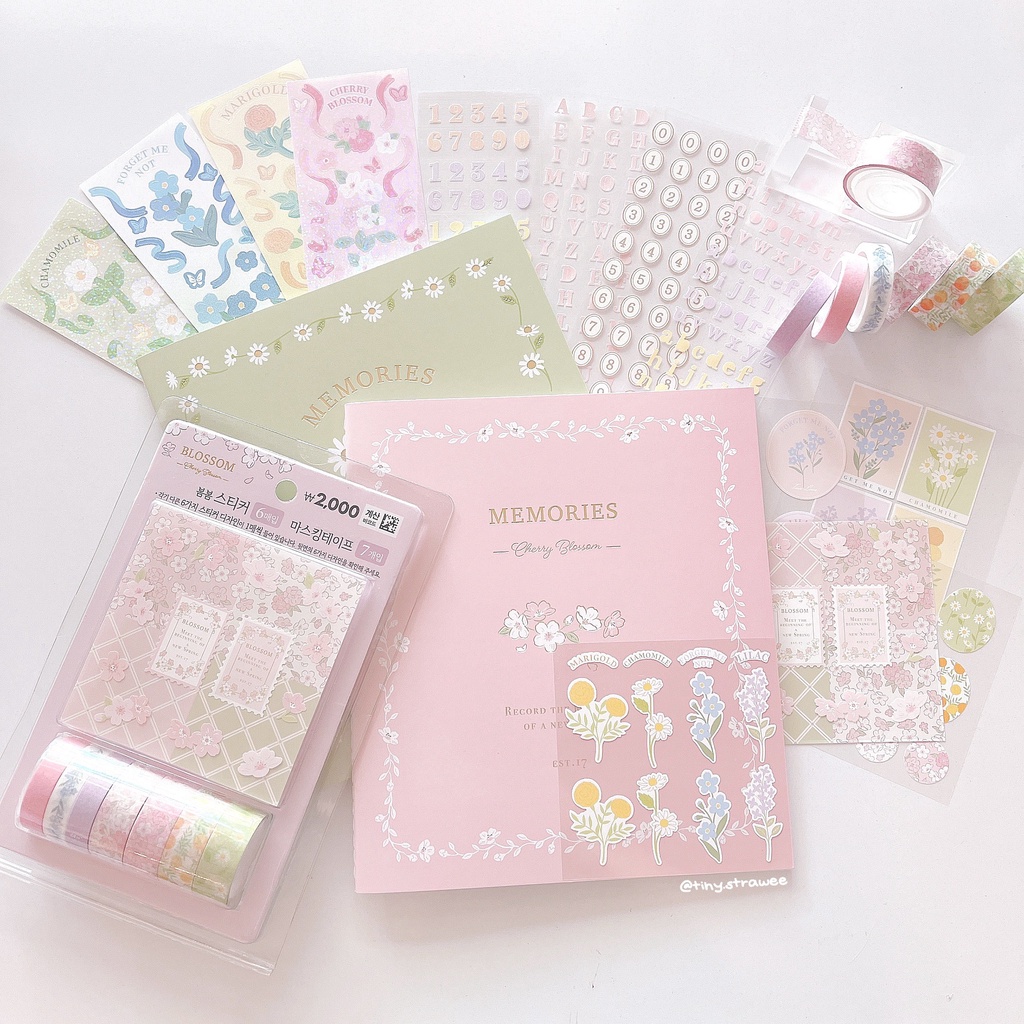 [Mã LIFEXANH03 giảm 10% đơn 500K] Spring collection Daiso Hàn - Stickers/ washi tape/ scrapbook