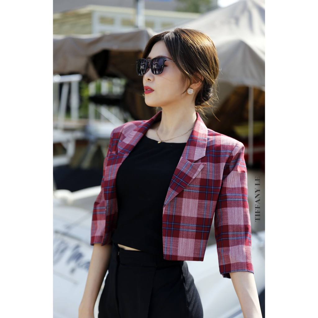 TIFFANY LE - Áo Vest Tay Lửng Caro 2 Lớp | BigBuy360 - bigbuy360.vn