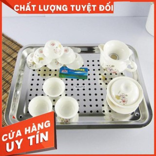 Khay úp ly  inox 2 lớp cao cấp 36cm x 27cm,giá úp chén cốc inox đẹp không gỉ