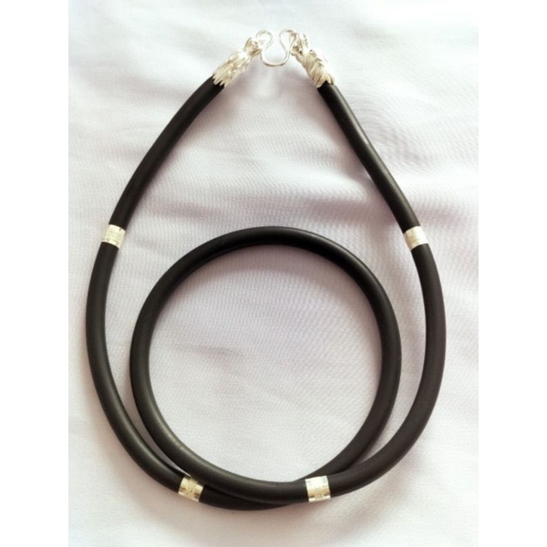 Vòng đeo cổ nam size 5li cao su bọc đầu rồng bạc 925 vĩnh viễn bảo hành đẳng cấp thời trang tiện lợi