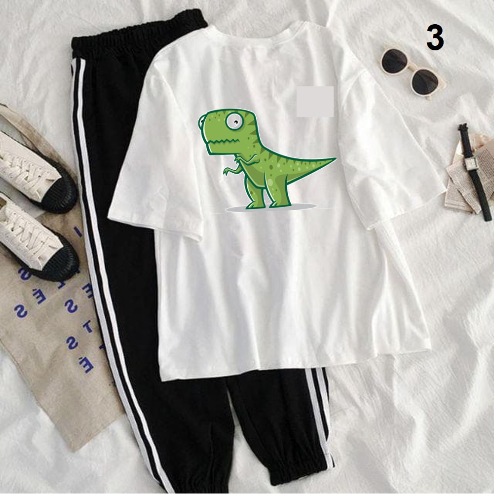 [ Mã FAMAYWA2 giảm 10K đơn 50K] Set áo tay lửng khủng long Dino Dinosaur + quần thun 2 sọc unisex cryaotic10 | WebRaoVat - webraovat.net.vn