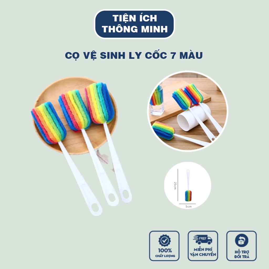 Cọ vệ sinh ly cốc 7 màu, tiện lợi, nhỏ gọn