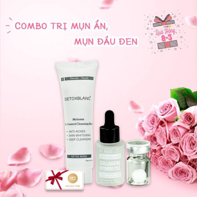 Combo dưỡng da căng mịn , trị mụn đầu đen detox blanc