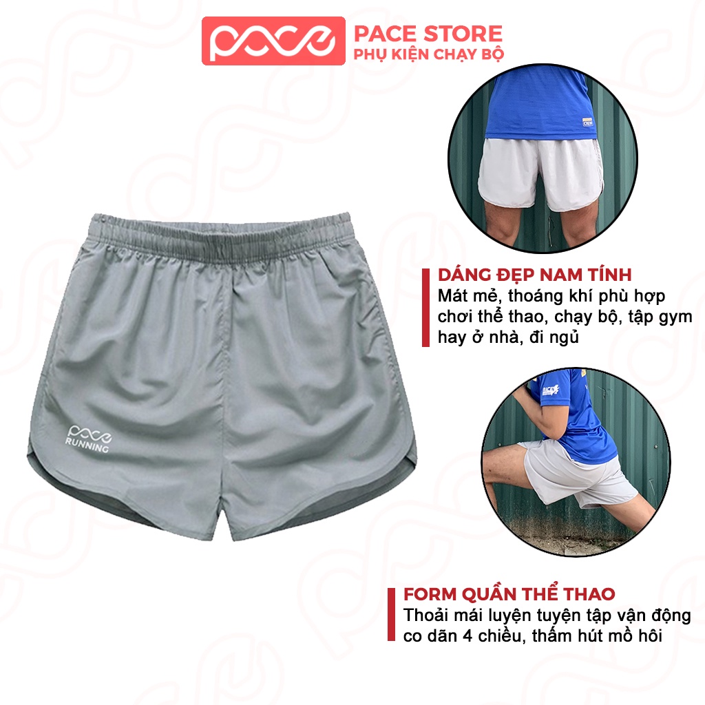 Quần chạy bộ nam quần short chạy bộ nam PACE RUNNING mỏng nhẹ, thấm hút mồ hôi, nhanh khô