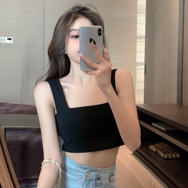 [CÓ SẴN/ ẢNH THẬT 100%] Áo 2 dây bản to croptop đẹp ảnh thật màu đen, trắng HÀNG LOẠI 1 chuẩn ảnh form đẹp | BigBuy360 - bigbuy360.vn