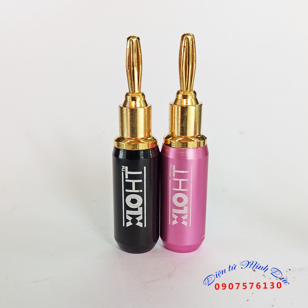Speaker Cable Jack, Banana Plug - Đầu Giắc Cắm Loa, Giắc Cắm Bắp Chuối XLO hồng đen