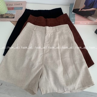 Quần shorts linen cạp lưng chun