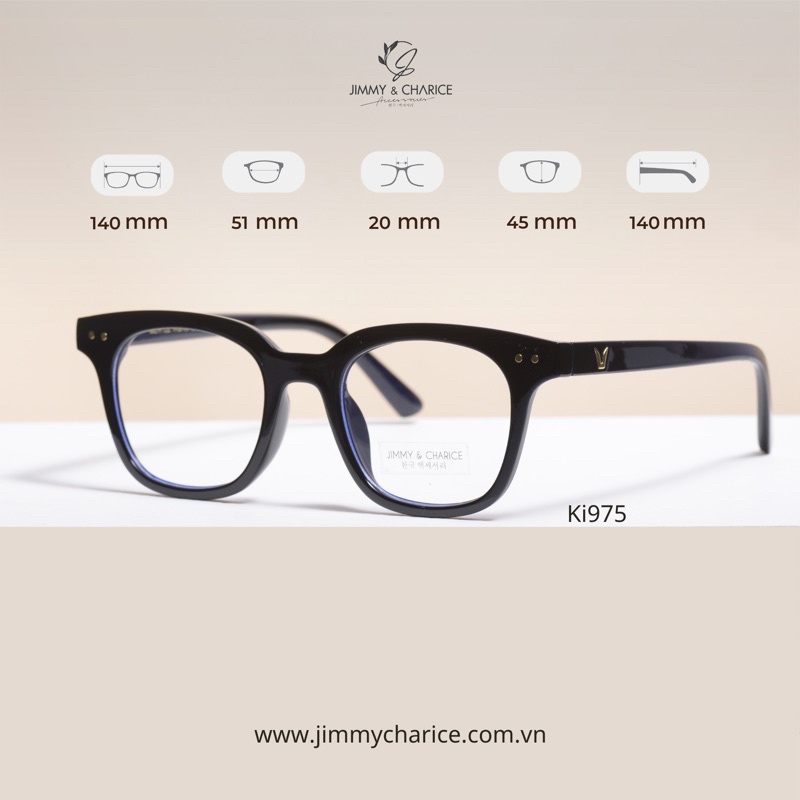 ✿﹍℗Gọng Kính cận Jimmy & Charice GM basic đen bóng có cắt loạn viễn theo yêu cầu