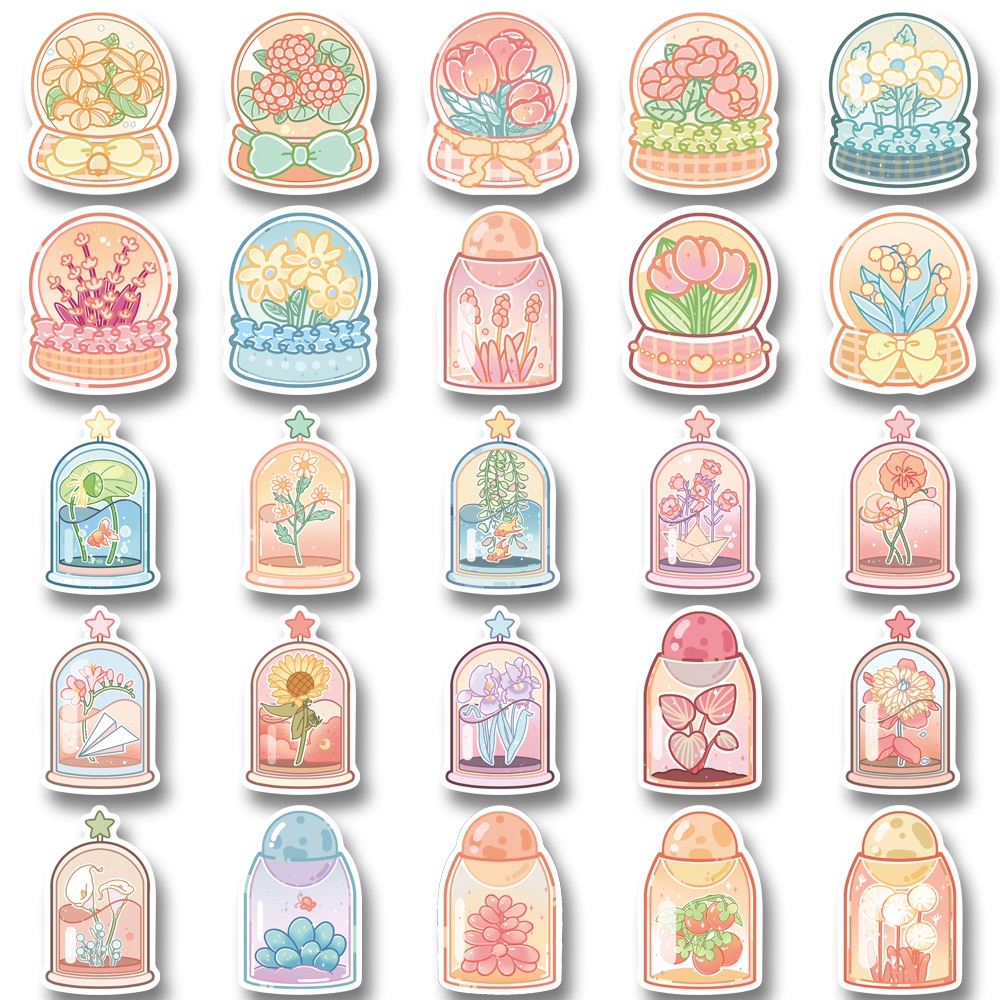 Set 50 Miếng Dán Trang Trí Laptop Chống Nước Họa Tiết Hoạt Hình Dễ Thương