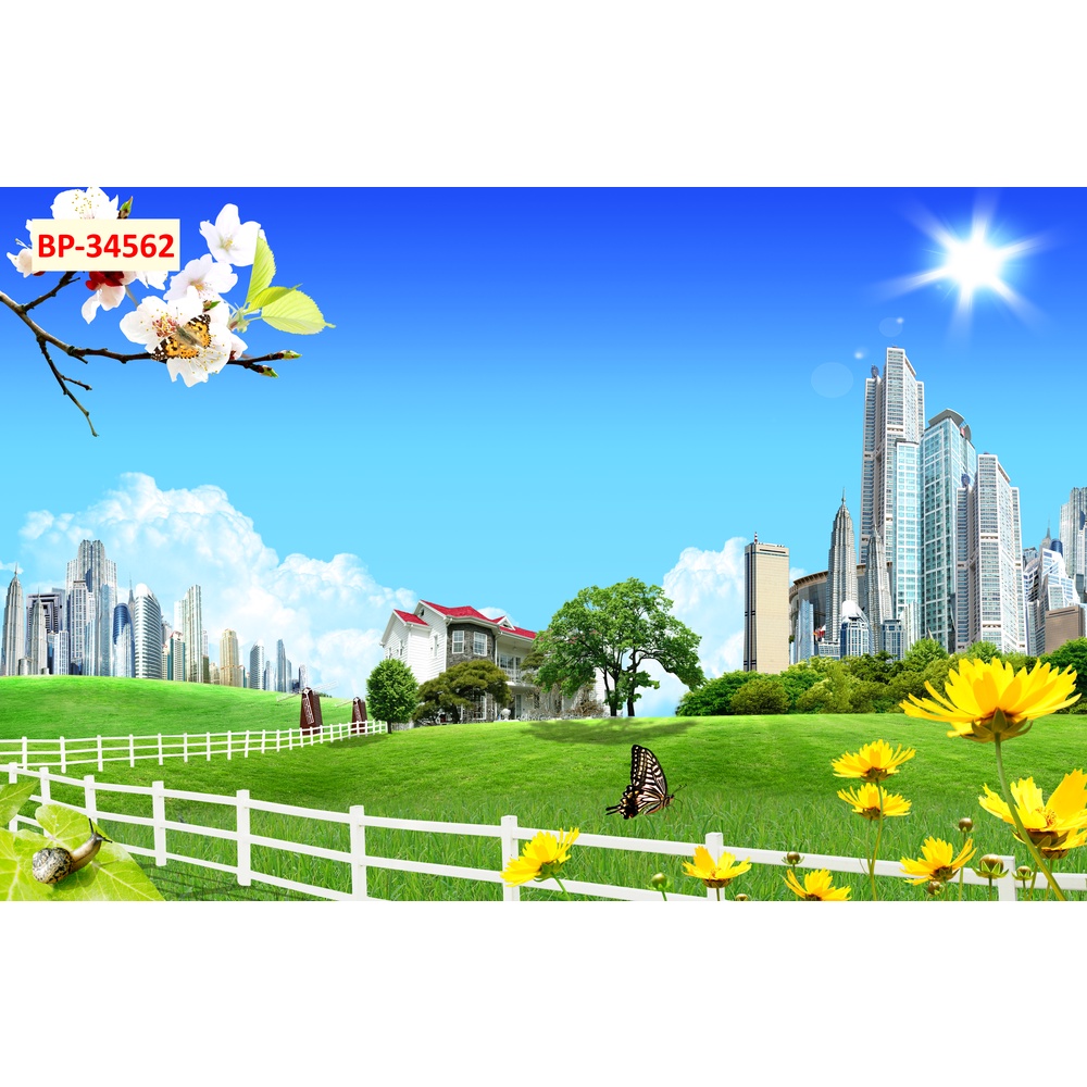 Tranh phong cảnh thiết kế đẹp theo xu hướng hình ảnh những cánh đồng cỏ rộng lớn