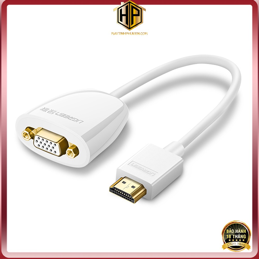 Cáp chuyển HDMI to VGA màu trắng độ phân giải cao chính hãng - Ugreen 40252