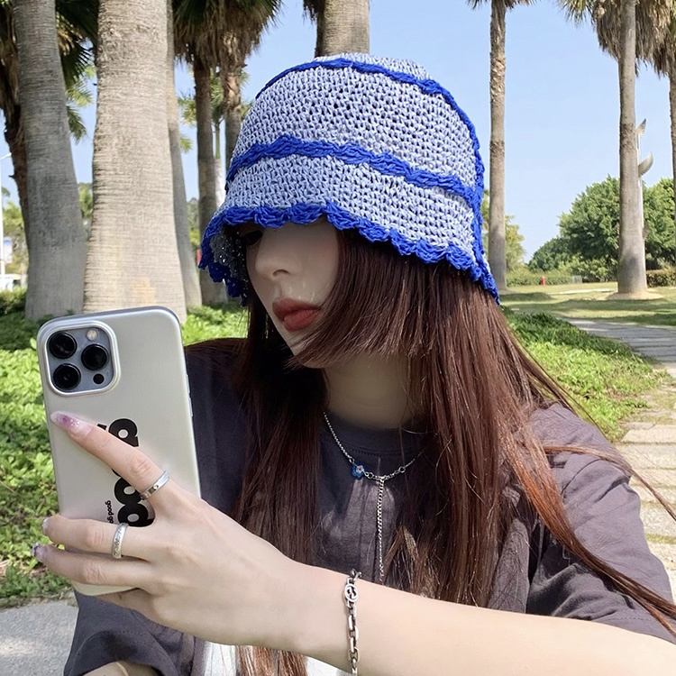 Mũ rơm MG STUDIO viền hoa kiểu dáng thời trang