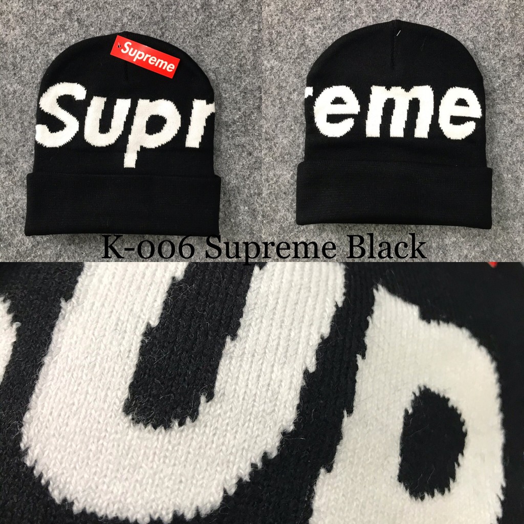 Mũ Beanie Màu Đen In Chữ Supreme K-006