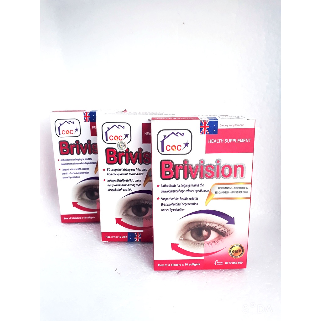 Viên bổ mắt BRIVISION, giúp cải thiện thị lực; giảm lão hóa mắt; giảm mỏi mắt, khô mắt