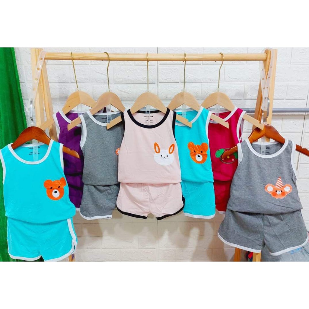 Bộ Ba Lỗ Bé Trai Bé Gái Chất Cotton 1,2,3,4,5,6 Tuổi, Quần Áo Trẻ Em Đồ Bộ Cho Bé Màu Hồng Xanh Tím Xám