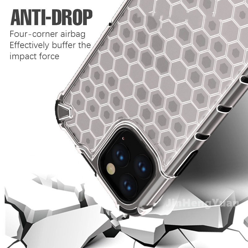 Ốp Điện Thoại TPU PC Trong Suốt Chống Sốc Họa Tiết Tổ Ong Cho IPhone 14 13 12 11 Pro Max X XS XSMax 7 8 plus 13mini 12mini