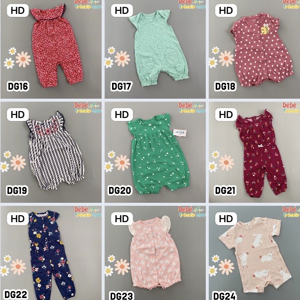 [12-18M] Jumpsuit cho bé gái/ jum cho bé gái xuất dư/ Body đùi bé gái Carters/ Body bé gái sơ sinh đến 2 tuổi - DG