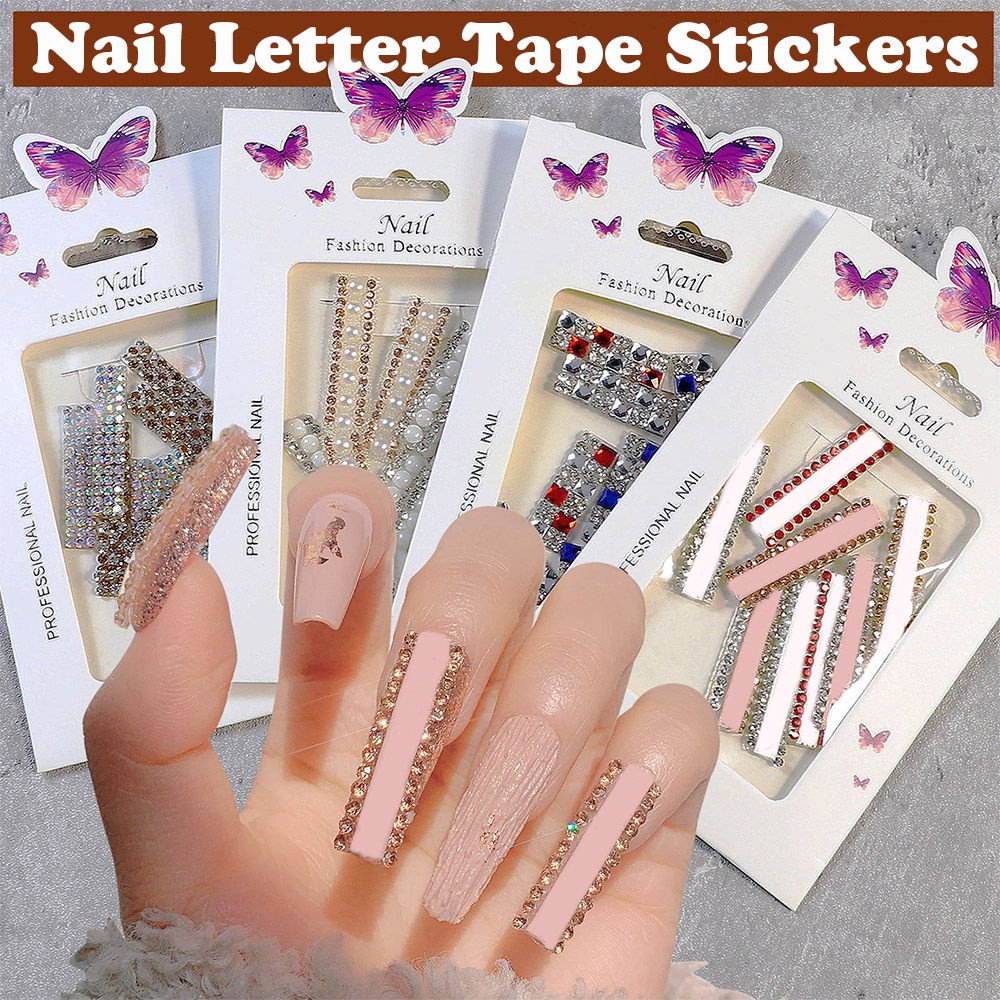 Sticker Dán Móng Tay Hình Chữ Cái Mới|Keo Dán Móng Giả Lấp Lánh|Kim Cương Đầy Màu Sắc Nóng Bỏng