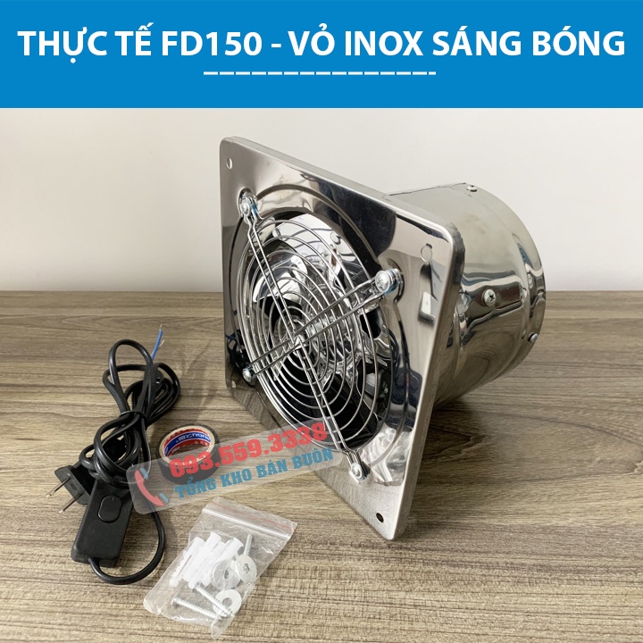 [ Vỏ Inox Cao Cấp ] Quạt Thông Gió, Quạt Hút Mùi nhà Bếp, Nhà vệ Sinh FD150 - FD200 - Hút Gió Cao Cấp - Lõi Đồng