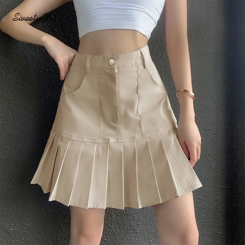 Chân Váy Nữ Lưng Cao Xếp Ly Thời Trang