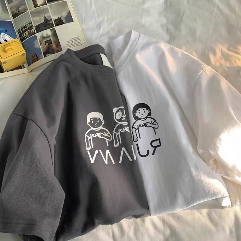 Áo thun tay lỡ nam nữ , áo phông unisex chất cotton form rộng in hình gấu trúc