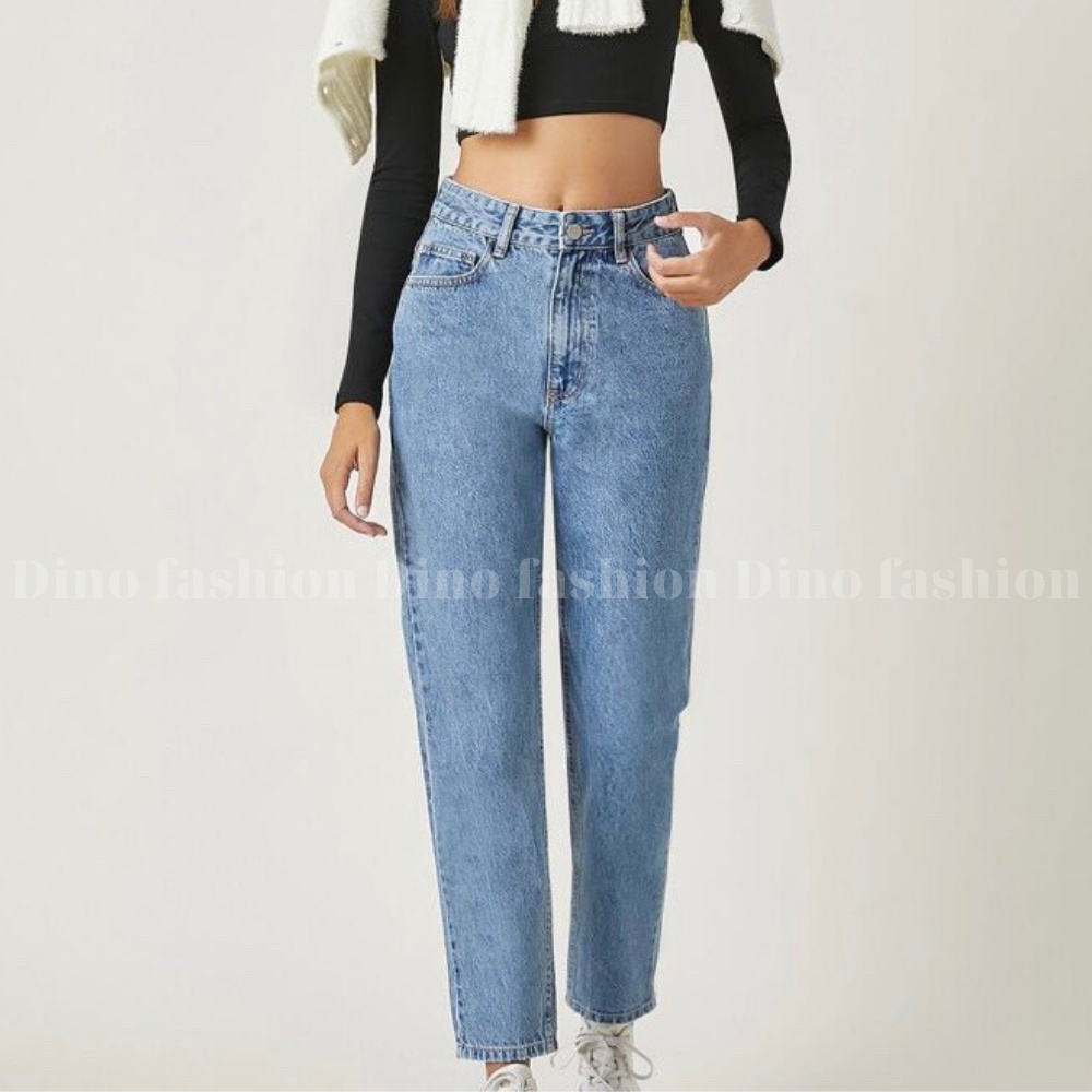 Quần Bò Nữ Dáng Baggy Dino Fashion  Hàng Cao Cấp Cạp Lưng Cao Trơn Không Co Giãn [ẢNH THẬT] JG100.10