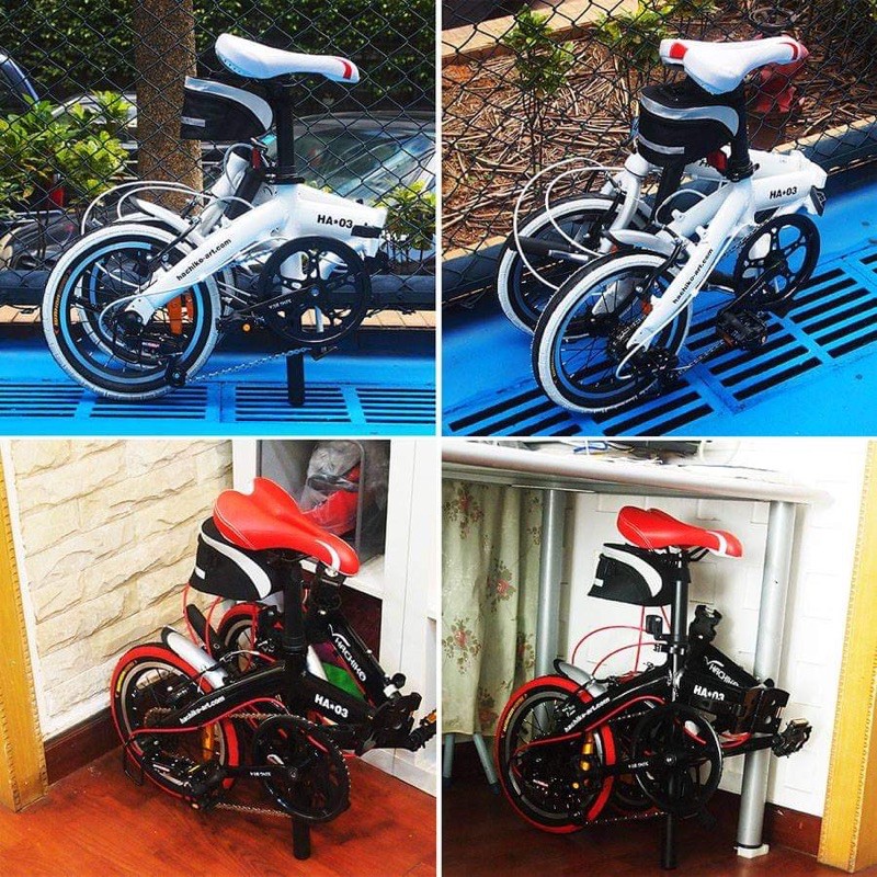 Xe đạp gấp Nhật Bản hachiko ha03 màu vàng japan