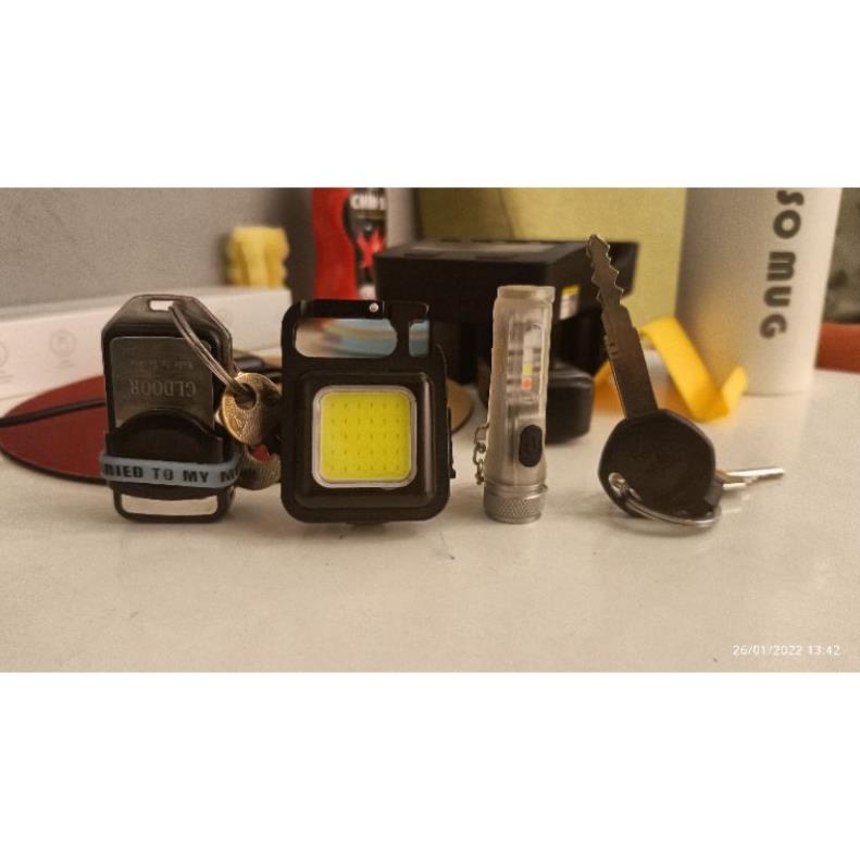 Đèn móc khoá mini COB 800 lumen siêu sáng, edc nhỏ gọn hỗ trợ cắm trại, du lịch, dự phòng