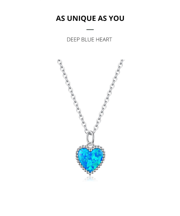 Dây chuyền Bamoer SCN413 mạ bạc bạch kim 925 mặt dây hình trái tim màu xanh dương thời trang sang trọng cho nữ