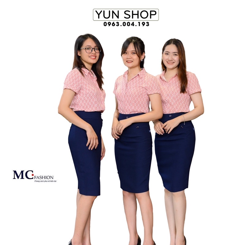 Áo Sơ Mi Công Sở Nữ, Áo Cộc Ngắn Tay MC fashion Hoạ Tiết Ô Van Nhẹ Nhàng A679