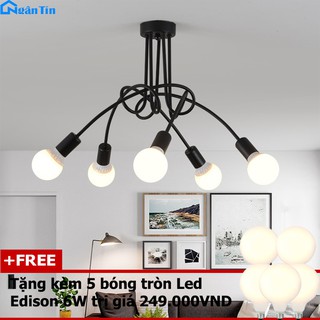 Bộ đèn thả trần trang trí nhà quán cà phê THCN148 (Tặng kèm 5 bóng tròn Led edison 6W)