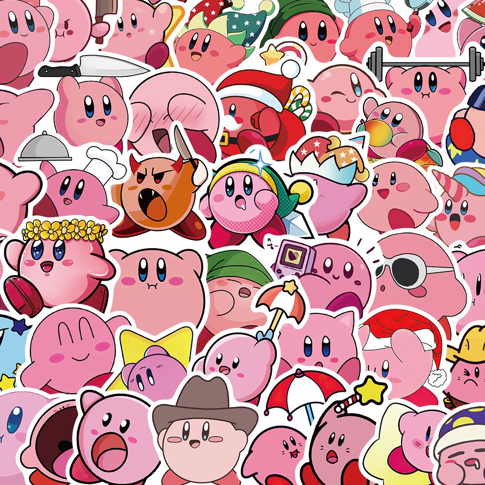Bộ 50 nhãn dán trang trí hình nhân vật hoạt hình Kirby dễ thương
