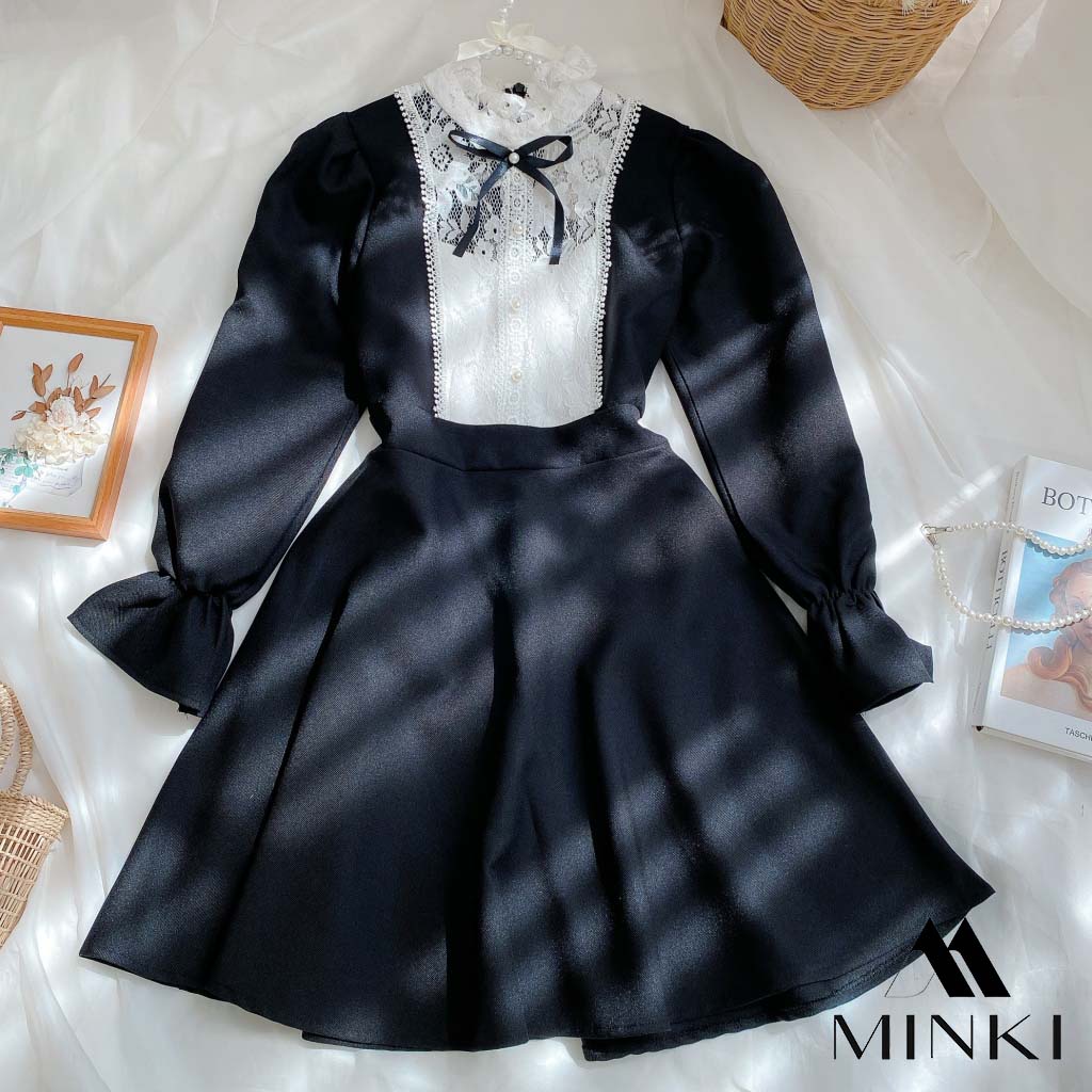 ĐẦM XANH ĐEN PHỐI REN NGỰC - CHẤT LIỆU REN CAO CẤP - MÀU XANH VÀ ĐEN | BigBuy360 - bigbuy360.vn