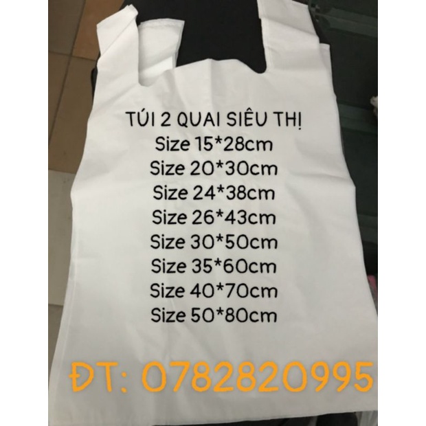 1Kg Túi Xốp 2 Quai Siêu Thị Trắng Sữa / Túi Xốp Đựng Hàng Size 1Kg, 2Kg, 3Kg, 5Kg, 10Kg, 15Kg, 20Kg
