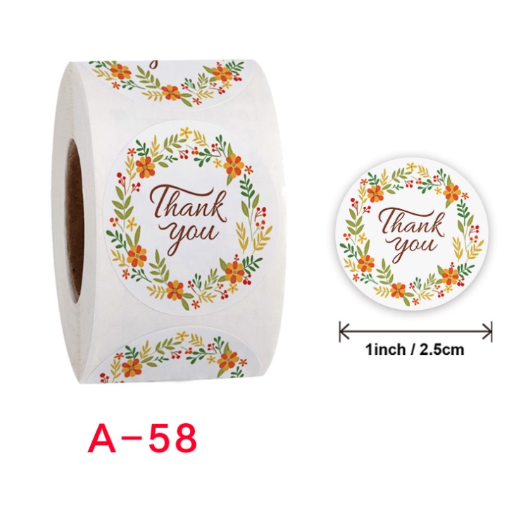 Cuộn 500 tem Sticker Thank you in màu tự dính 2.5cm - Tem cảm ơn