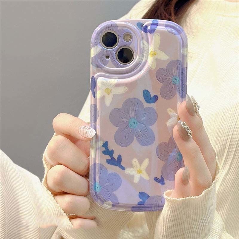 Ốp Điện Thoại Họa Tiết Hoa Ánh Xanh Cho iPhone 12 13 11 Pro Max X Xs Max Xr