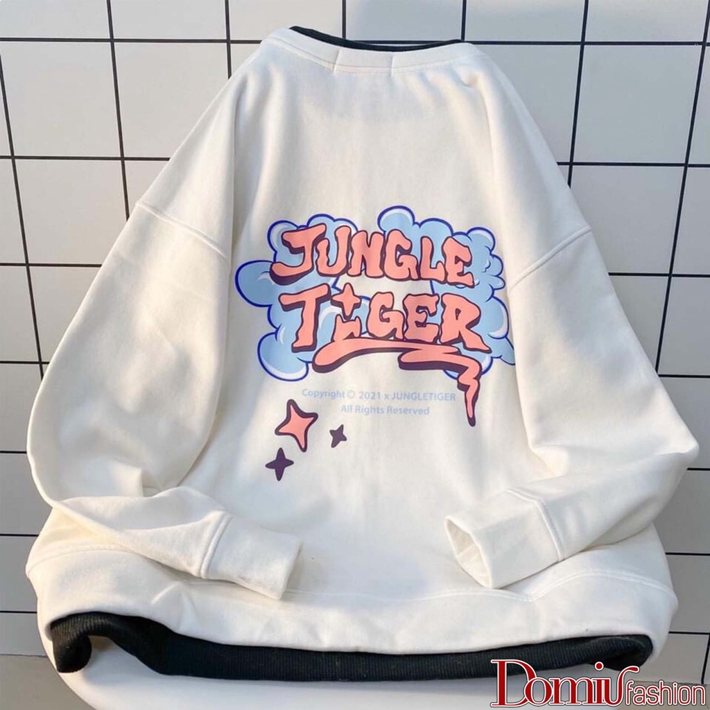 Áo sweater nữ, áo nỉ giả vạt phối chữ Jungle Tiger phong cách Hàn Quốc - Domiu HX12 | BigBuy360 - bigbuy360.vn