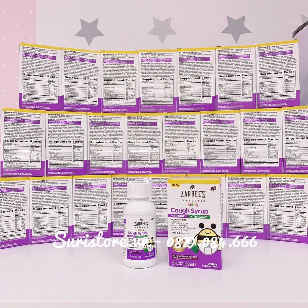 Siro ho + tăng đề kháng Zarbee's Naturals baby Cough Syrup + Immune