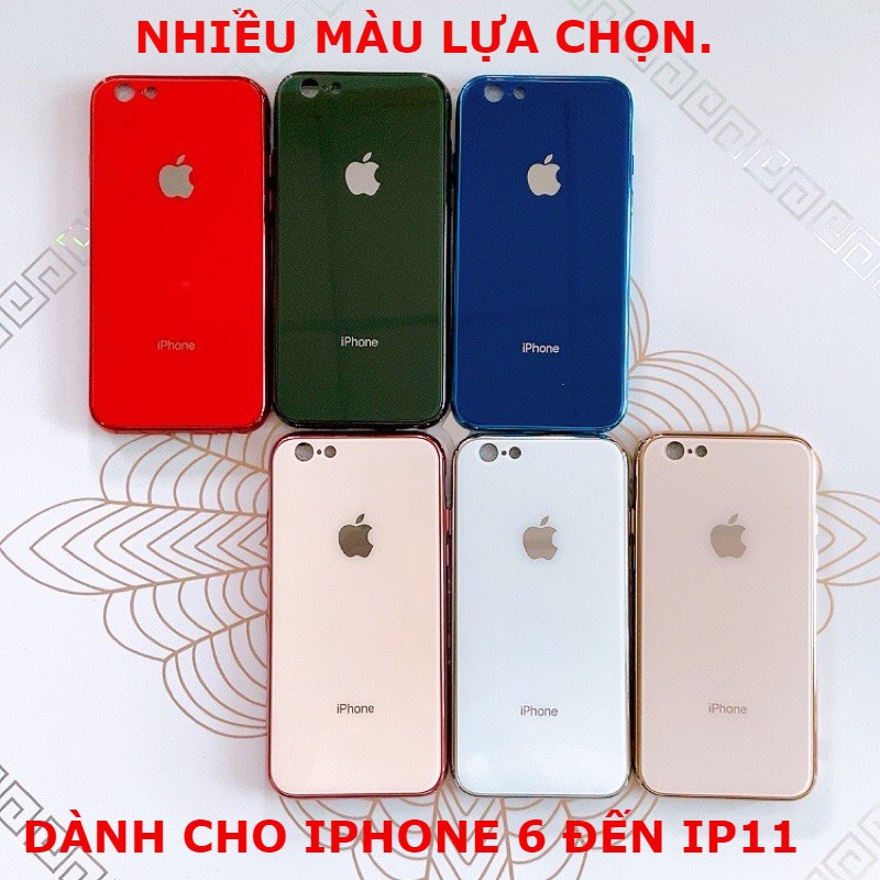 Ốp Lưng IPHONE Kính Cường Lực Logo Táo IPHONE 6 Đến IP 11 HÀNG CAO CẤP.