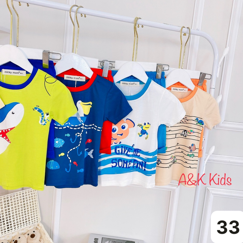 Bộ cọc tay ,thun lạnh minky mom mịn mát in cá nemo cho bé trai, gái size 8-30kg M33