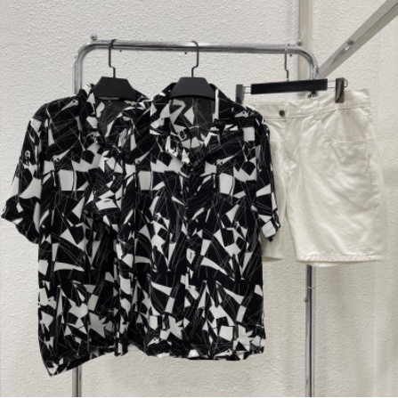 Áo sơ mi tay ngắn hoạ tiết vải lụa mango áo cuban shirt ngắn tay cổ vest mùa hè